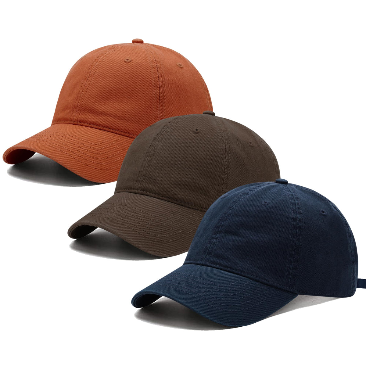 3 Pack Washed Plain Vintage Baseball Cap Cotton Adjustable Twill Bulk Low Profile Classic Dad Hat for Men/Women