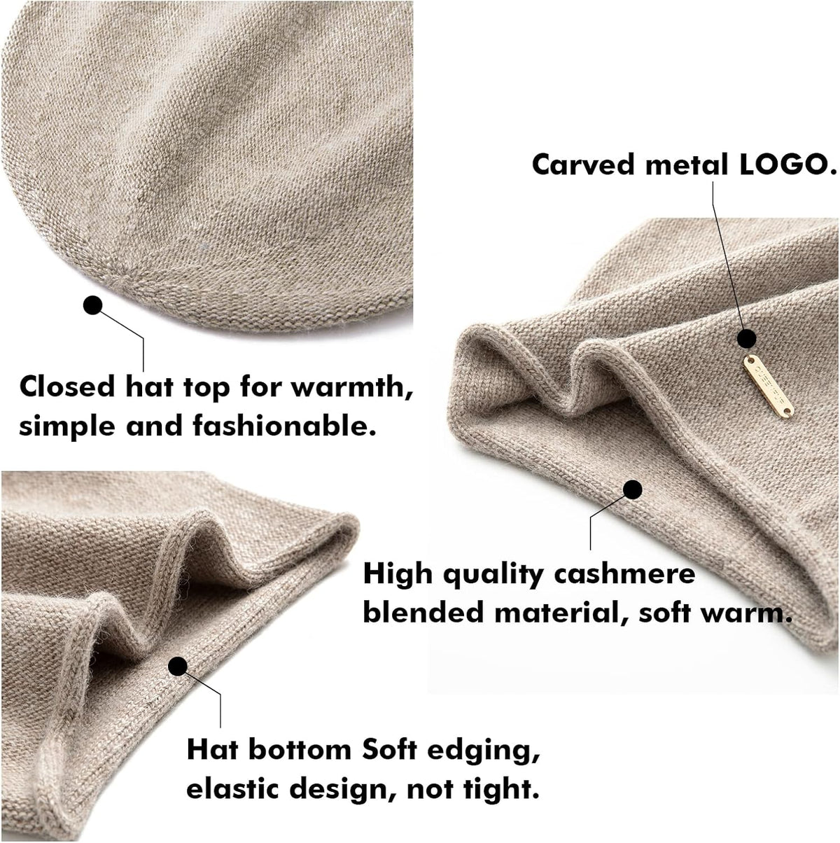 Knit Slouchy Beanie Hats for Women Cashmere Ski Cap Knitted Wool Soft Warm Winter Hat
