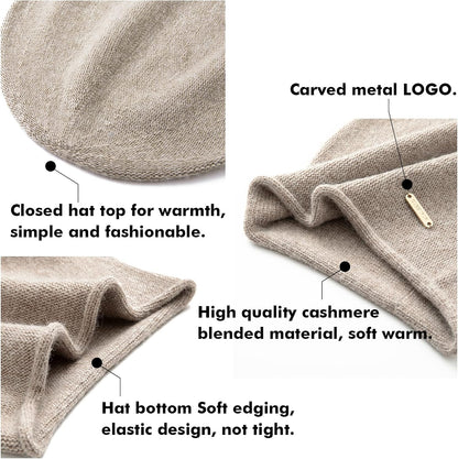 Knit Slouchy Beanie Hats for Women Cashmere Ski Cap Knitted Wool Soft Warm Winter Hat