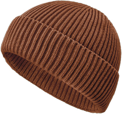 Wool Fisherman Beanies for Men Knit Fall Winter Beanie Hat Skull Cap