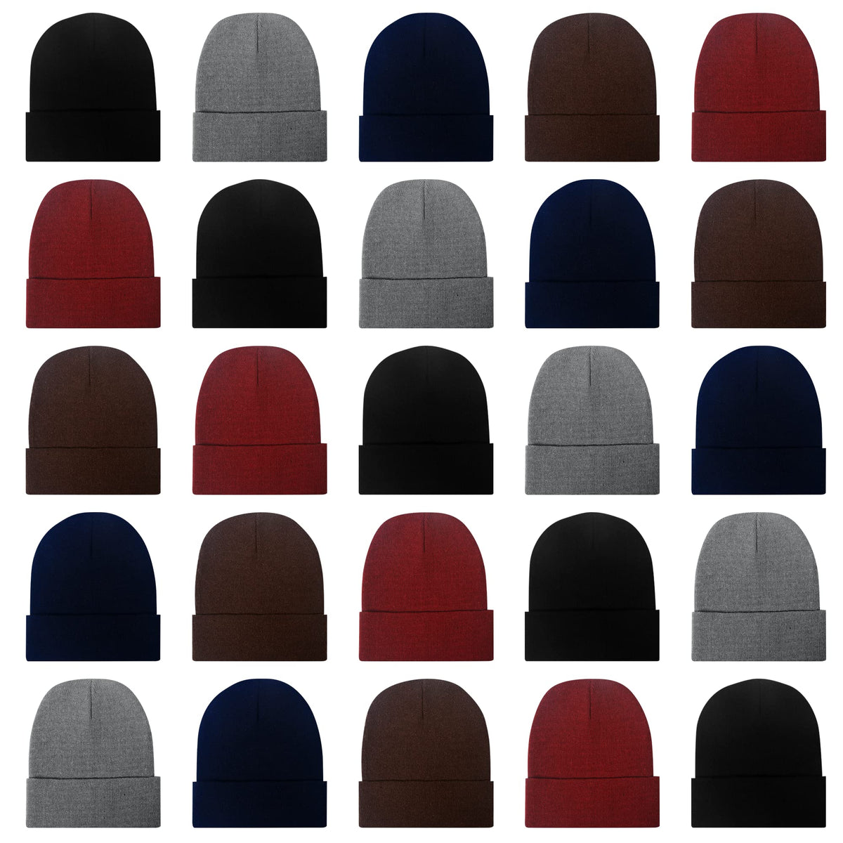 25 Pack Winter Beanie Hats Bulk for Men Women, Wholesale Knit Beanies Cold Weather Skull Caps