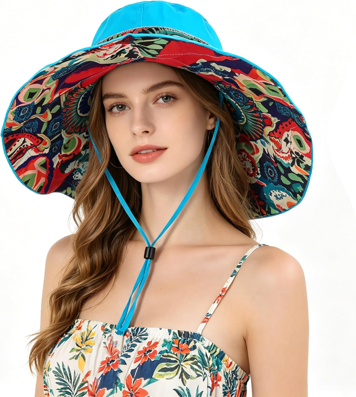 Women's Foldable Floppy Sun Hats Reversible Vacation Beach Cap Summer Wide Brim UPF 50+ Travel Fishing Bucket Hat