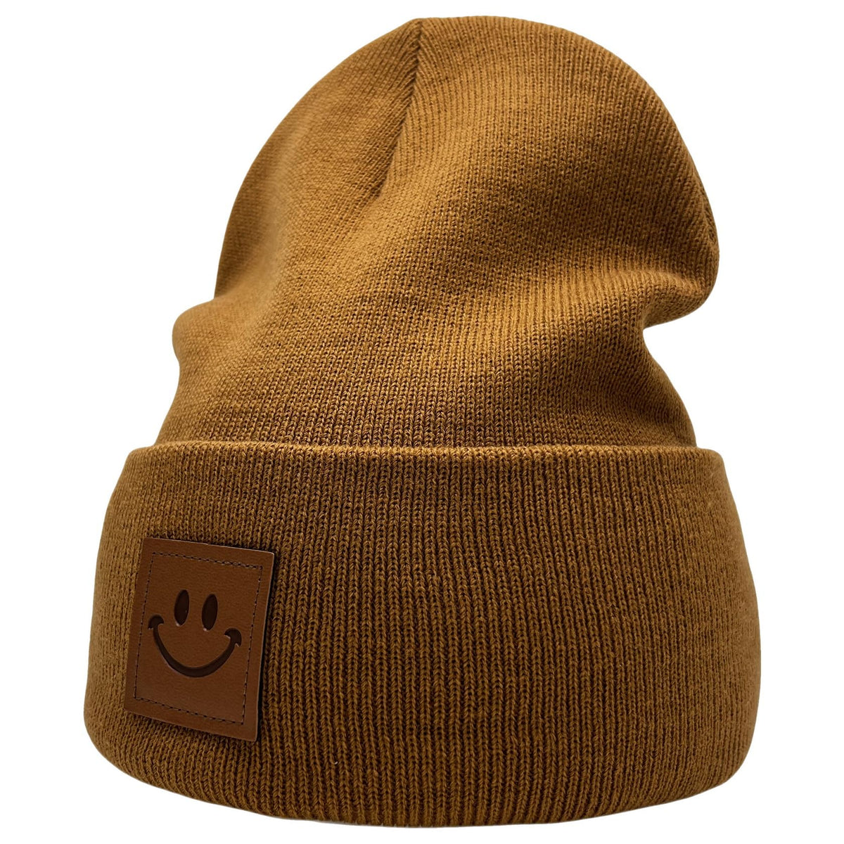 55cube Unisex Knit Cuffed Beanie Hats Warm Winter Caps with Leather Logos
