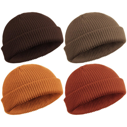 SATINIOR 4 Pieces Trawler Beanie Watch Hat Roll up Edge Skullcap Fisherman Beanie Unisex