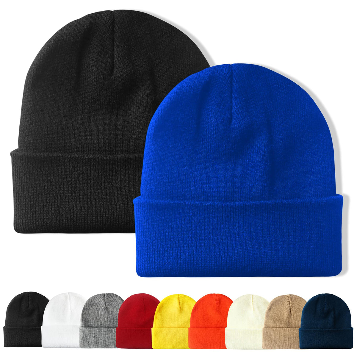 PFFY Unisex Beanie Hats for Men Women Plain Knit Winter Beanies Warm Hat