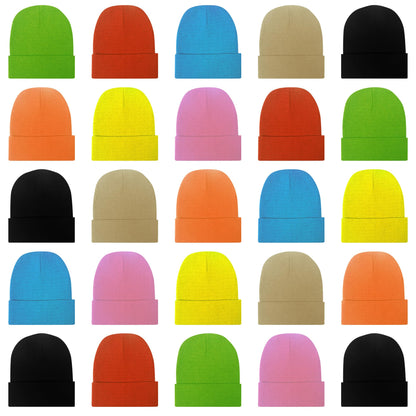 25 Pack Winter Beanie Hats Bulk for Men Women, Wholesale Knit Beanies Cold Weather Skull Caps