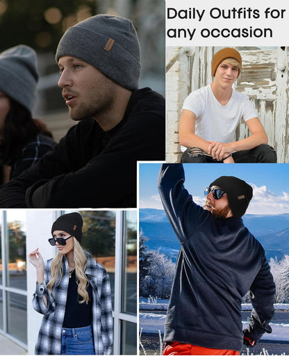 FURTALK Beanie for Men Women Cuffed Thick Knitted Winter Hat Skull Cap
