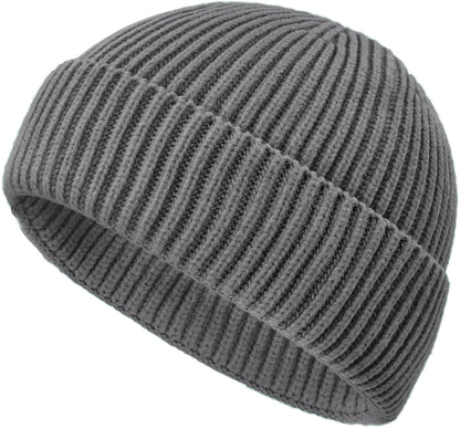 Wool Fisherman Beanies for Men Knit Fall Winter Beanie Hat Skull Cap