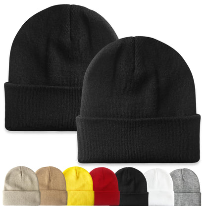 PFFY Unisex Beanie Hats for Men Women Plain Knit Winter Beanies Warm Hat