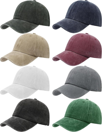 8 Pack Vintage Washed Baseball Cap Golf Dad Hat Distressed Cotton Plain Trucker Hats for Men Women