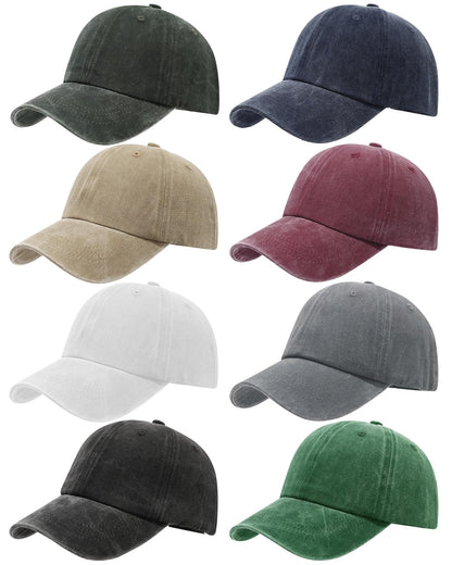 8 Pack Vintage Washed Baseball Cap Golf Dad Hat Distressed Cotton Plain Trucker Hats for Men Women