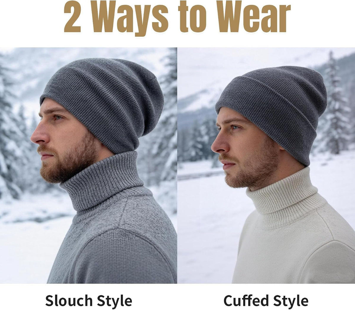 NPQQUAN 2 Packs Beanie for Men Women Winter Hats for Mens Beanie Skull Cap