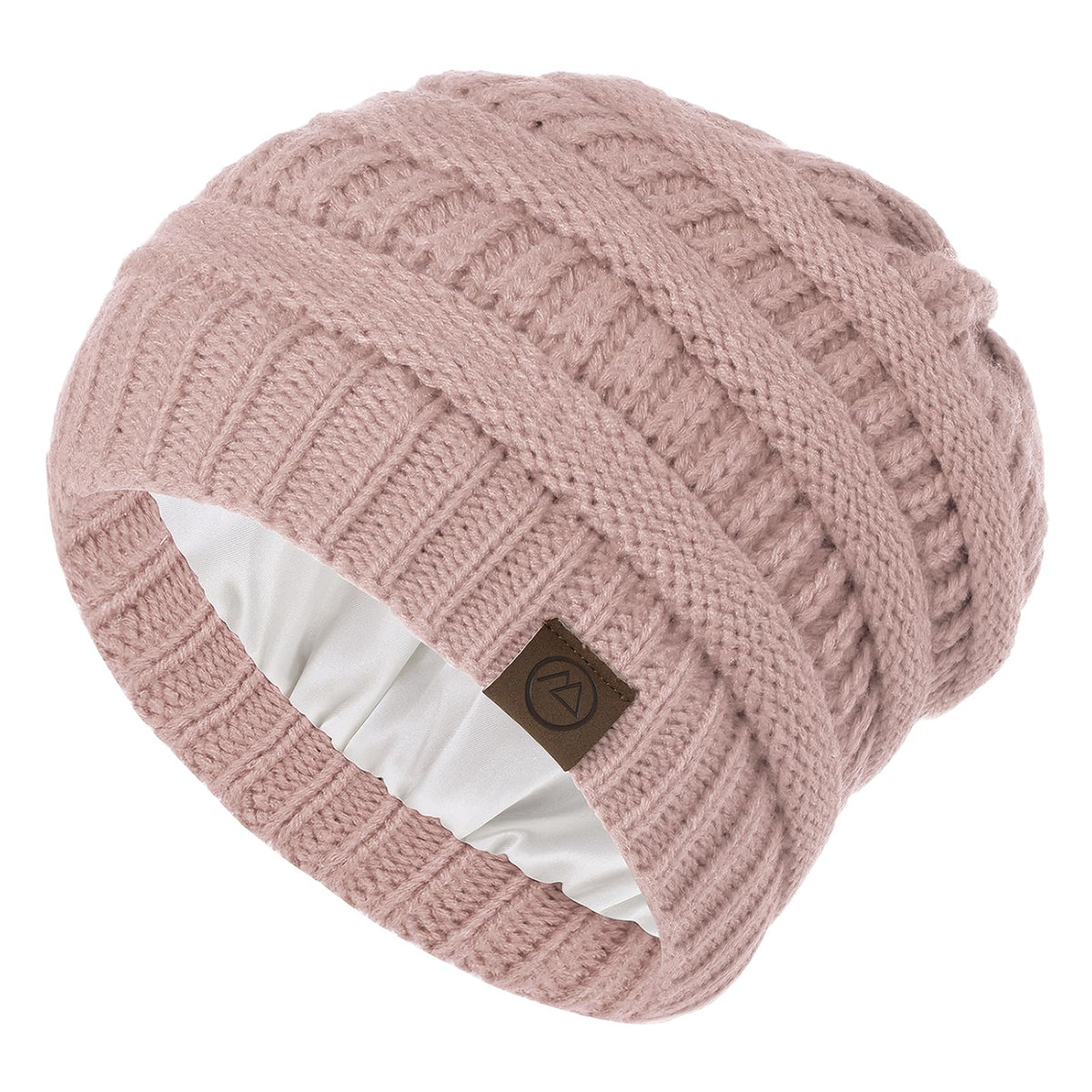 Beanies Women Satin Lined Beanie Winter Hats for Women Silk Lined Slouchy Beanie for Winter Warm Knit Cuffed Beanie Hat