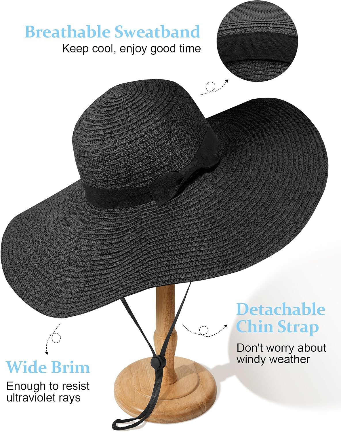 Floppy Sun Hats for Women, Summer Wide Brim Straw Beach Hat