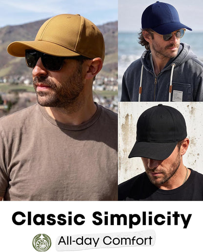 FURTALK Mens Structured Baseball Cap Adjustable Washed Cotton Golf Dad Hat Plain Classic Hats for Men