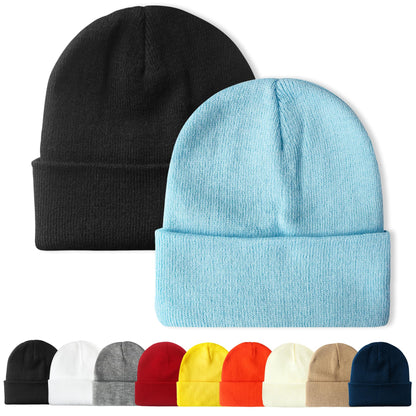 PFFY Unisex Beanie Hats for Men Women Plain Knit Winter Beanies Warm Hat