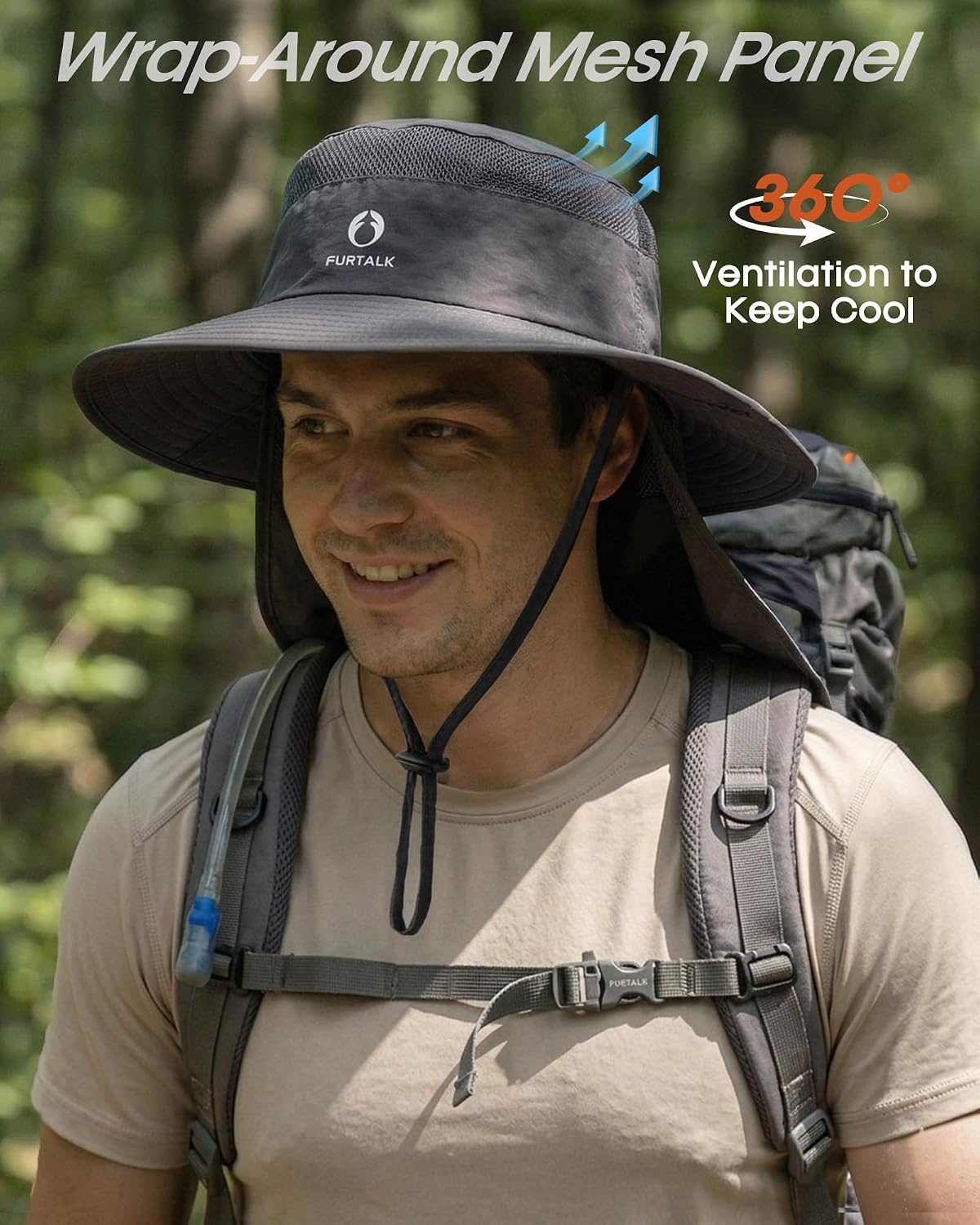 FURTALK Sun Hats for Men Women Fishing Hat with Neck Flap UPF Protection