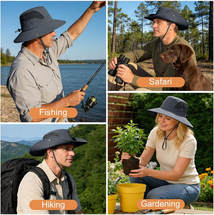 Sun Hat for Men Women UV Protection Wide Brim Fishing Hats Breathable UPF 50+ Boonie Bucket Hats Beach Safari Hiking Garden