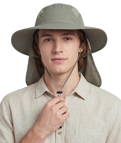 Home Prefer UPF 50+ Sun Hat with Neck Flap Wide Brim Fishing Hat for Men