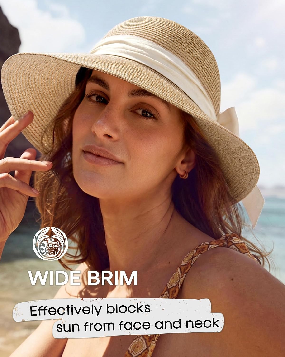 FURTALK Womens Beach Sun Straw Hat Wide Brim UV Protection Travel Hat