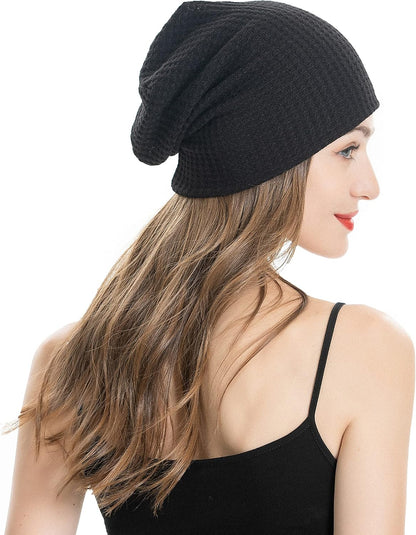 ZLYC Women Fashion Knit Slouchy Beanie Hat Thin Stretch Skull Cap