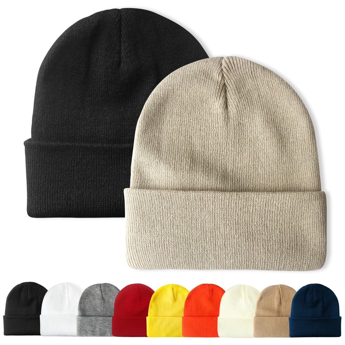 PFFY Unisex Beanie Hats for Men Women Plain Knit Winter Beanies Warm Hat