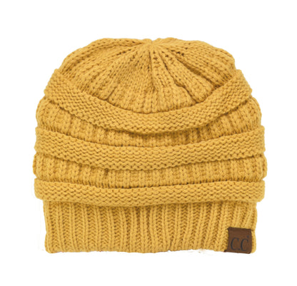 C.C Unisex Chunky Soft Stretch Cable Knit Warm Fuzzy Lined Skully Beanie