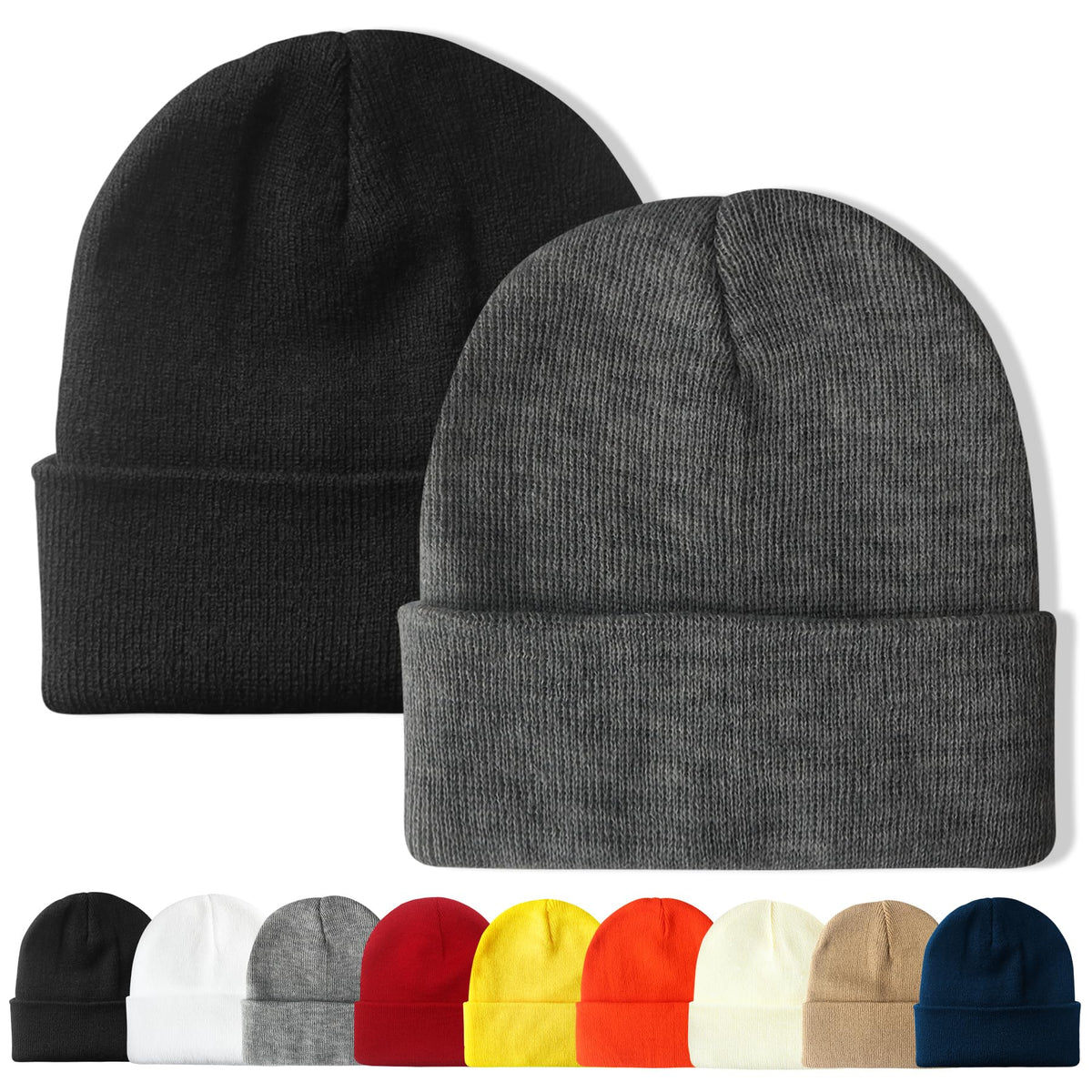 PFFY Unisex Beanie Hats for Men Women Plain Knit Winter Beanies Warm Hat