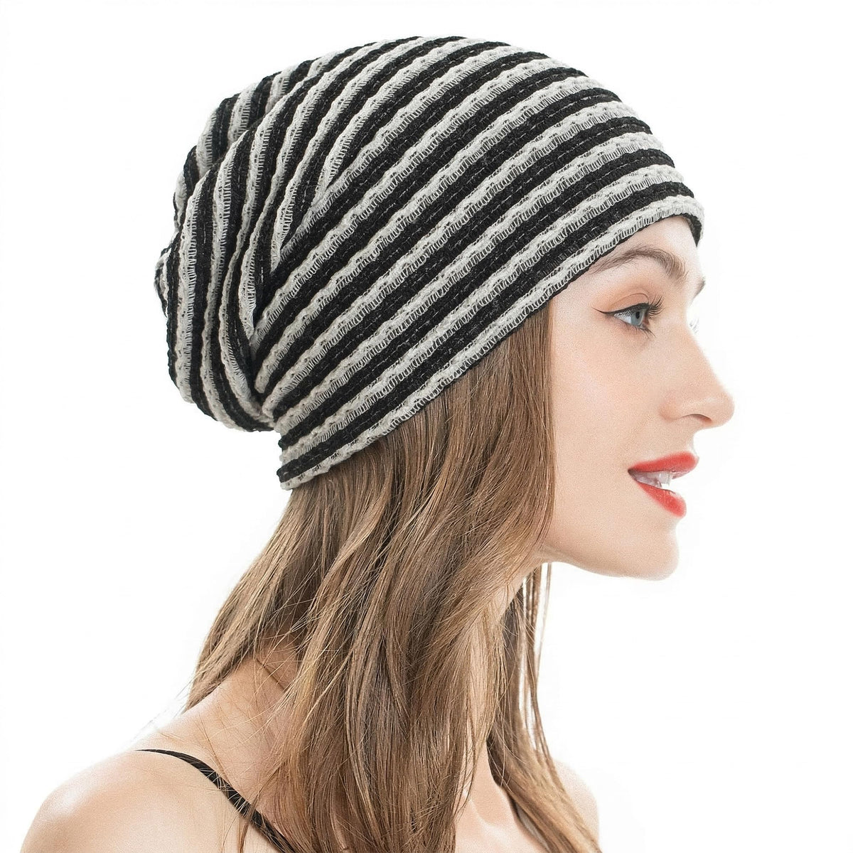 ZLYC Women Fashion Knit Slouchy Beanie Hat Thin Stretch Skull Cap