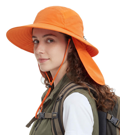 Home Prefer UPF 50+ Sun Hat with Neck Flap Wide Brim Fishing Hat for Men