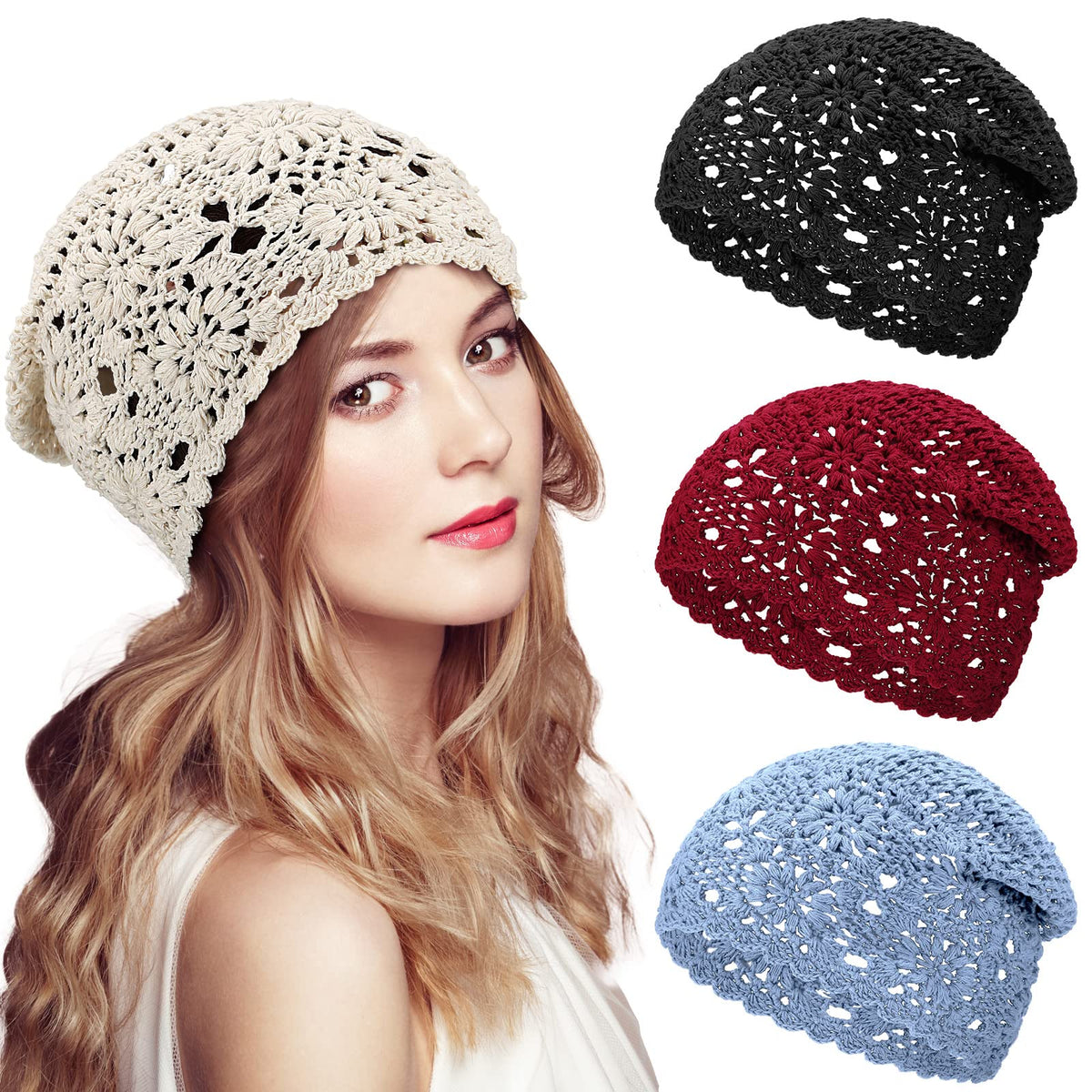 JenPen 4 Pcs Women Crochet Slouchy Beanie Hat