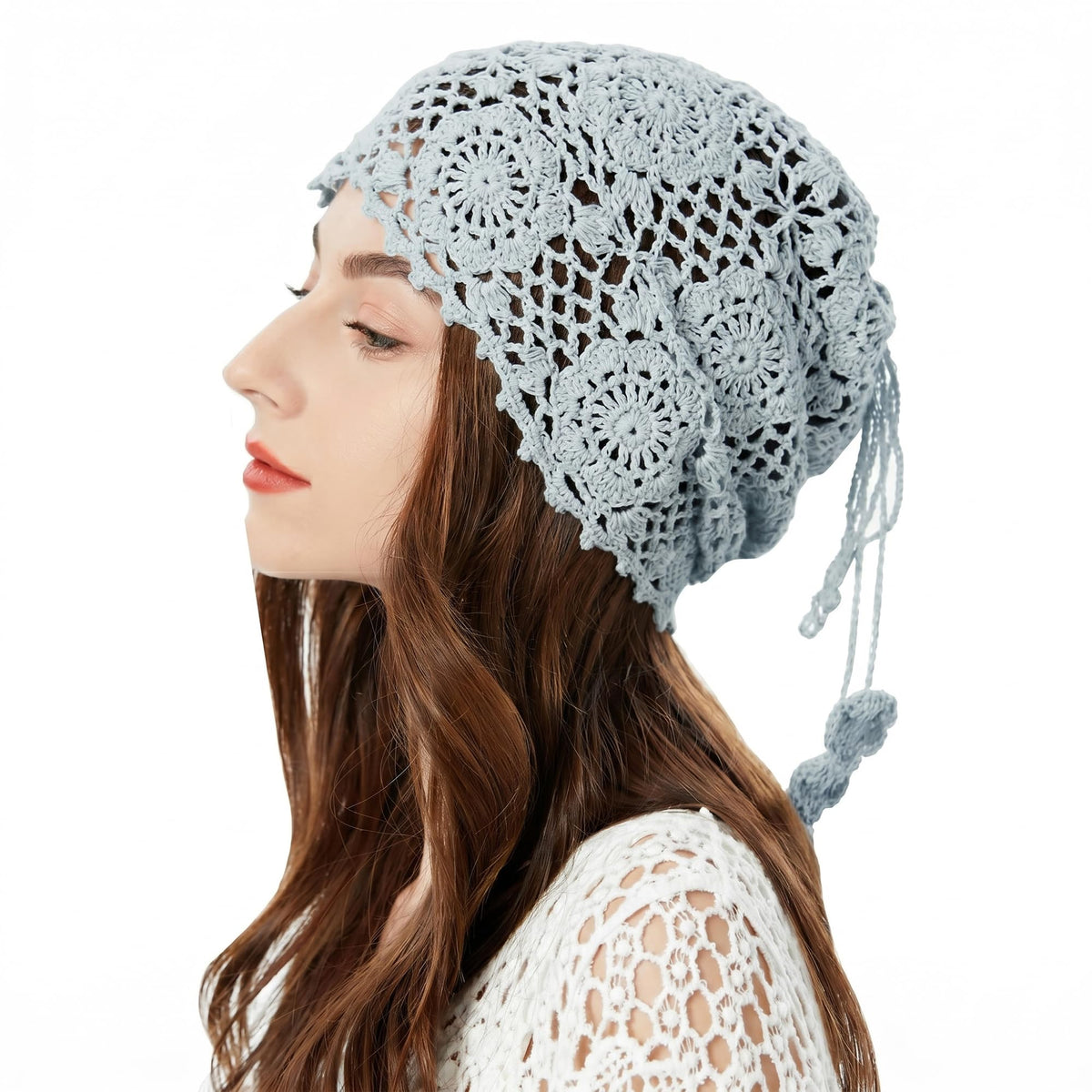 ZLYC Women Cotton Crochet Slouchy Beanie Hat Handmade Knit Summer Skull Cap