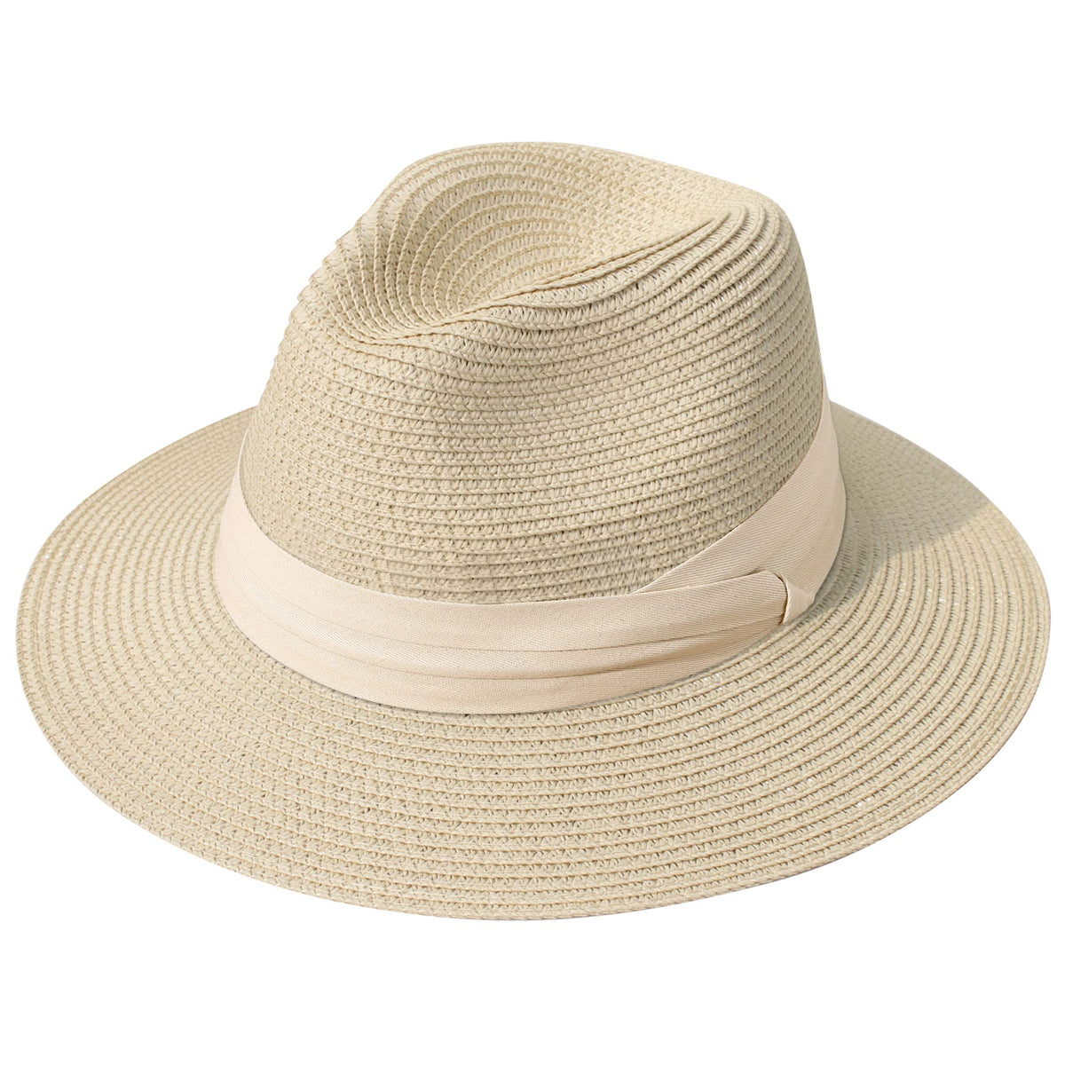 Lanzom Women Wide Brim Straw Panama Roll up Hat Fedora Beach Sun Hat UPF50+