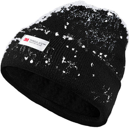 Waterproof Winter Fleece Lined Beanie Hat for Men Women Warm Knit Cuffed Beanie Thick Skull Cap Unisex Windproof Watch Hat