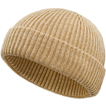 Wool Fisherman Beanies for Men Knit Fall Winter Beanie Hat Skull Cap