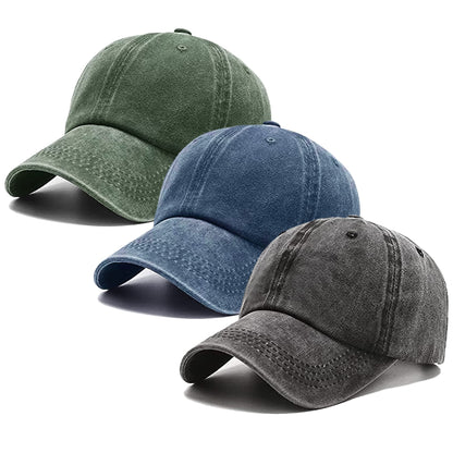 3 Pack Washed Plain Vintage Baseball Cap Cotton Adjustable Twill Bulk Low Profile Classic Dad Hat for Men/Women
