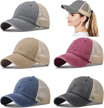 5/6 Packs Vintage Washed Plain Baseball Cap Distressed Dad Golf Hat for Men Women