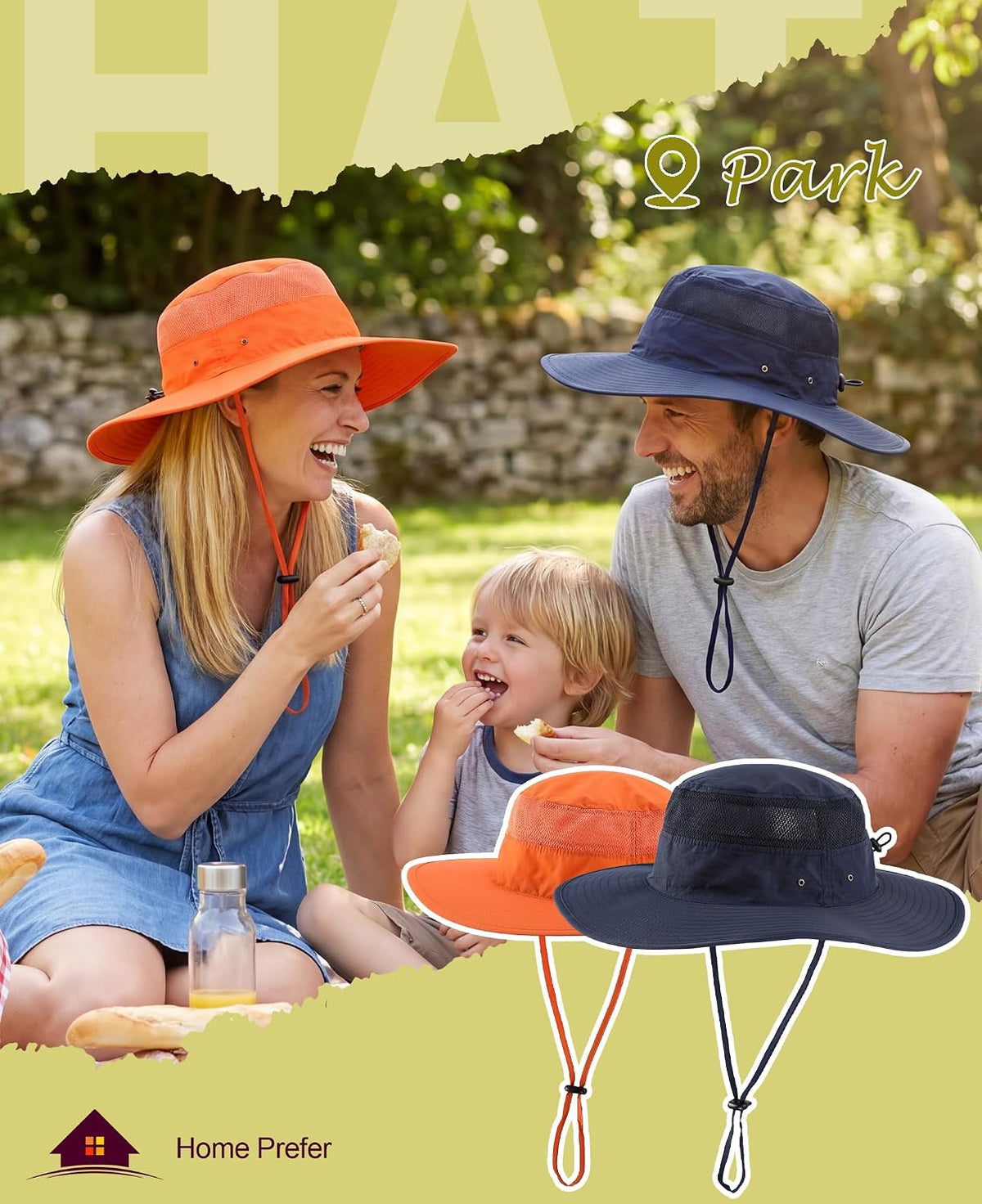 Home Prefer UPF 50+ Men's Sun Hat Wide Brim Bucket Hat UV Protection Hat for Mens Womens Beach Safari Gardening Golf Fishing