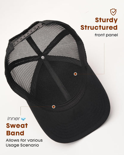 FURTALK Mens Trucker Hat Structured Mesh Baseball Cap Adjustable Classic