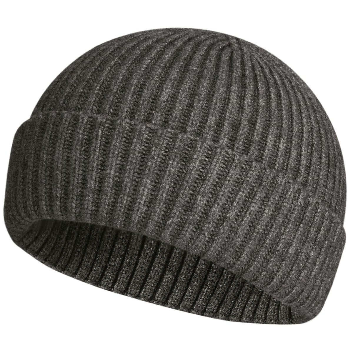 ROYBENS Swag Wool Knit Cuff Short Fisherman Beanie for Men Women Winter Hat