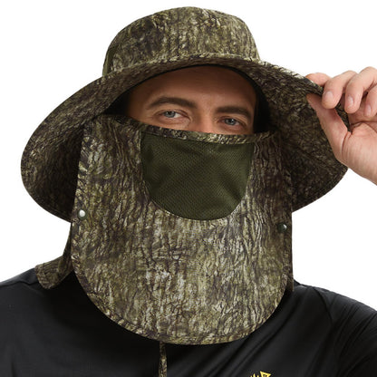 BASSDASH UPF 50+ Breathable Sun Hat with Removable Face Cover and Neck Flap Wide Brim Bucket Hat for Fishing Hiking Men Women