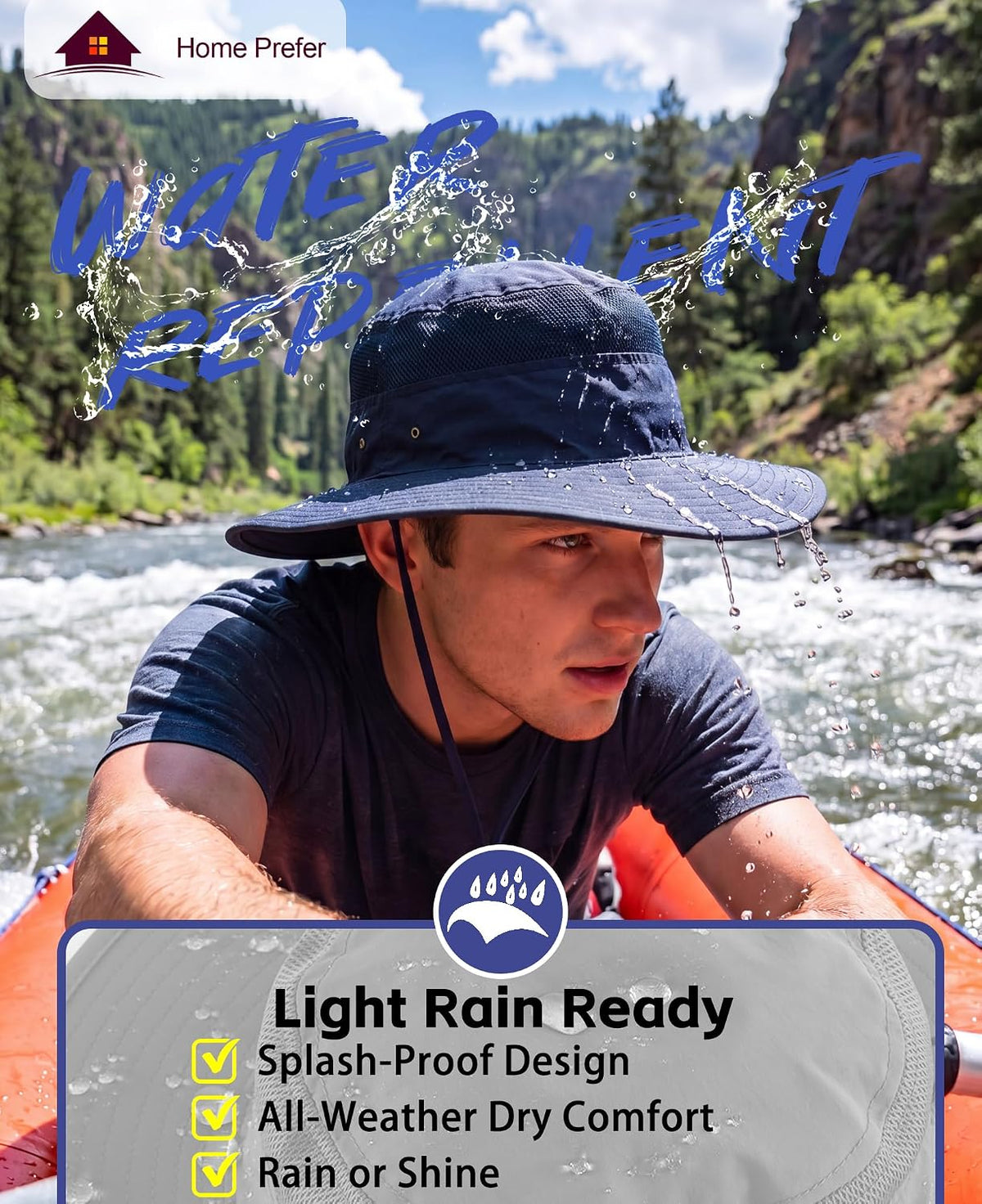 Home Prefer UPF 50+ Men's Sun Hat Wide Brim Bucket Hat UV Protection Hat for Mens Womens Beach Safari Gardening Golf Fishing