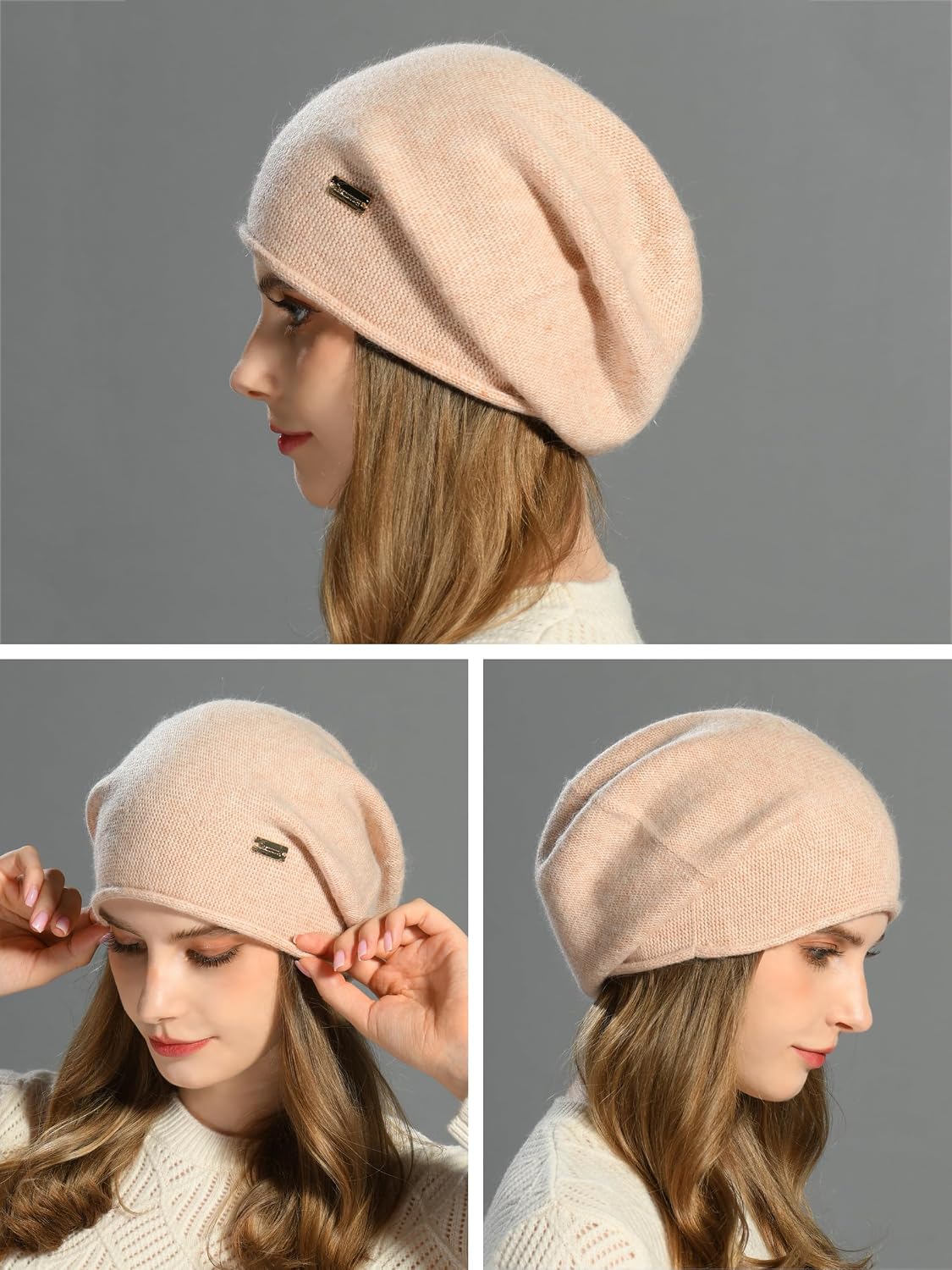 jaxmonoy Slouchy Knit Beanie Hat for Women Winter Soft Warm Ladies Laightweight Slouch Knitted Skull Beanies Cap