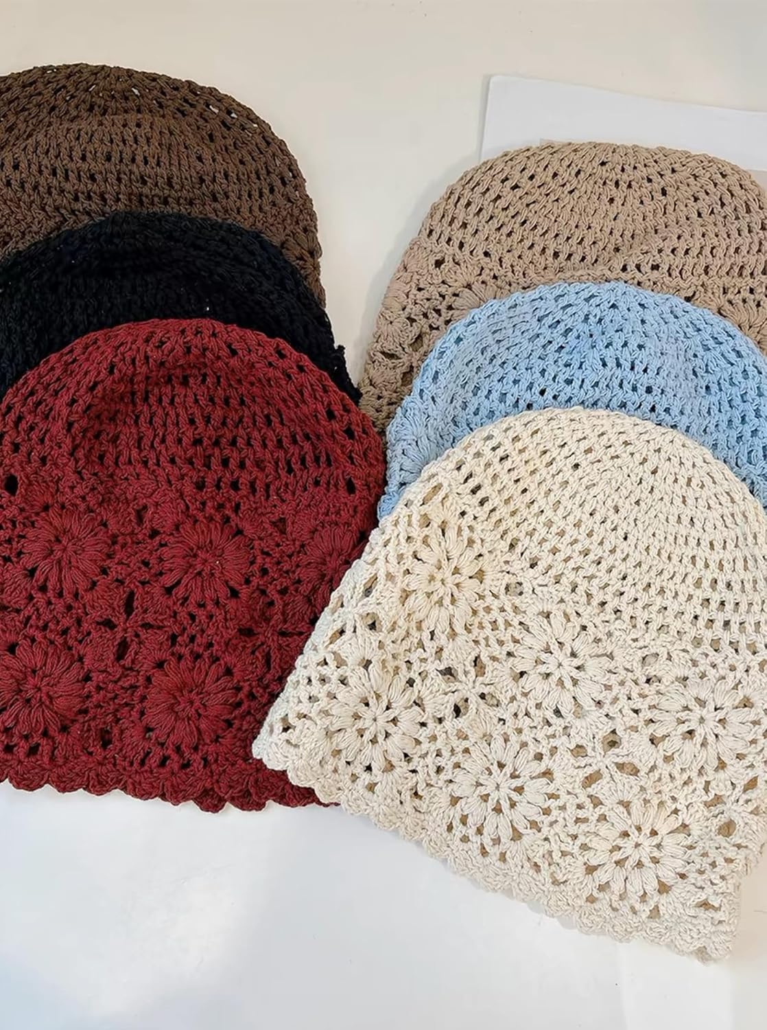 Crochet Hat for Women Cotton Slouchy Beanie Knitted Handmade Skull Cap for Travel Daily Wear