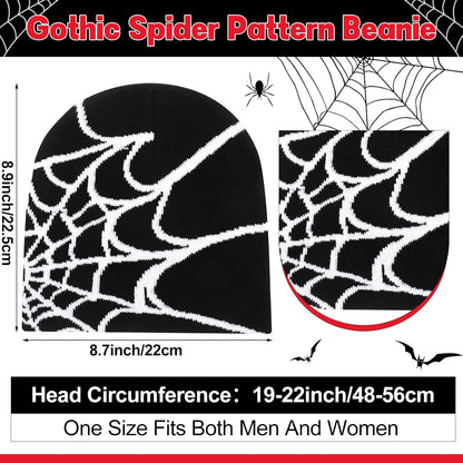 Jeyiour 4 Pcs Y2k Beanies Spider Web Pattern Hat