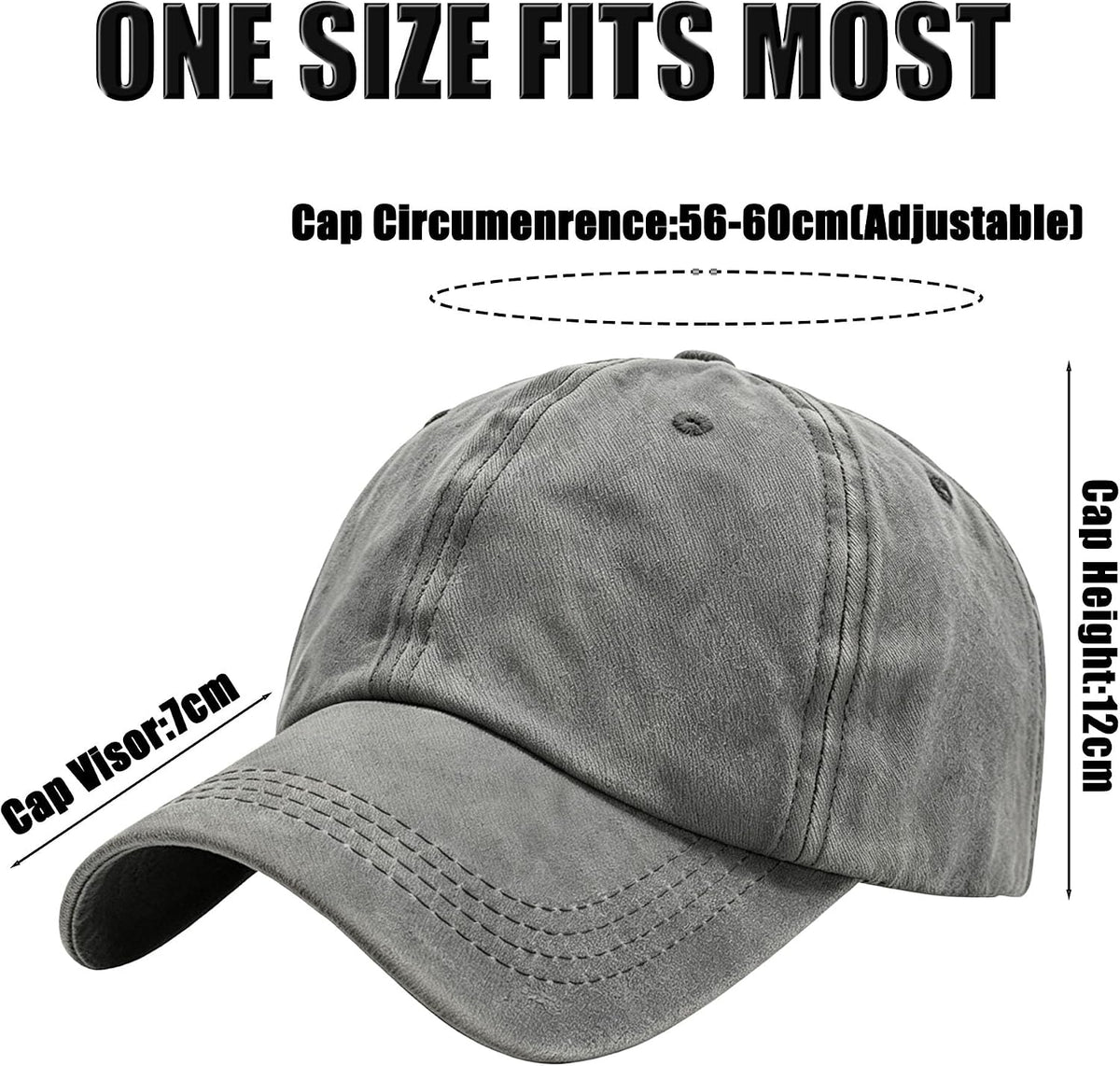2Pack Vintage Washed Cotton Baseball Caps, Adjustable Low Profile Dad Hat, Unconstructed Distressed Plain Cap for Men Women