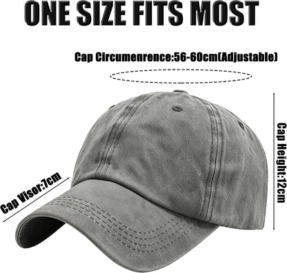 2Pack Vintage Washed Cotton Baseball Caps, Adjustable Low Profile Dad Hat, Unconstructed Distressed Plain Cap for Men Women