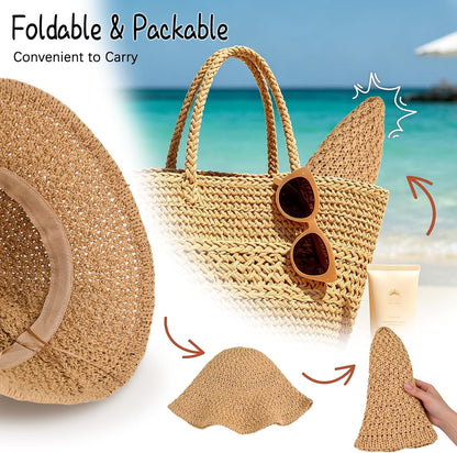Sun Hat for Women Summer Straw Beach Hats Bucket Hat Floppy Crochet Hat