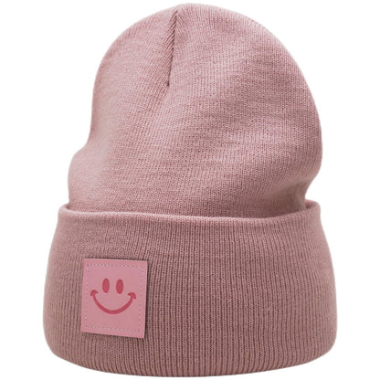 55cube Unisex Knit Cuffed Beanie Hats Warm Winter Caps with Leather Logos