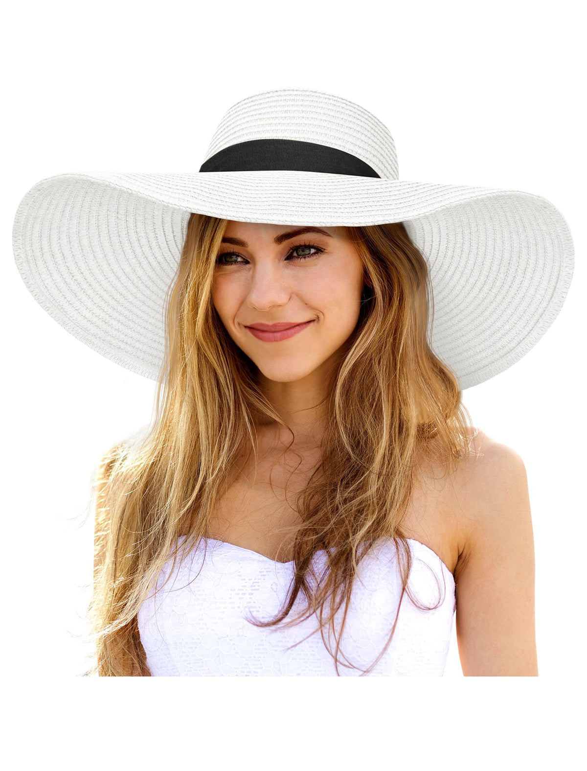 Floppy Sun Hats for Women, Summer Wide Brim Straw Beach Hat